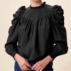Cleobella Black Puff Sleeve Blouse